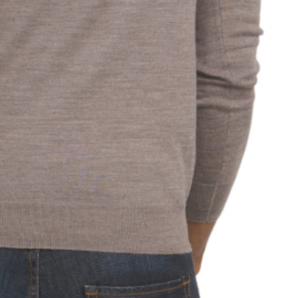 NEW LACHLAN Merino Wool Turtleneck Sweater Grey/brown for men 362tn - Picture 3 of 5